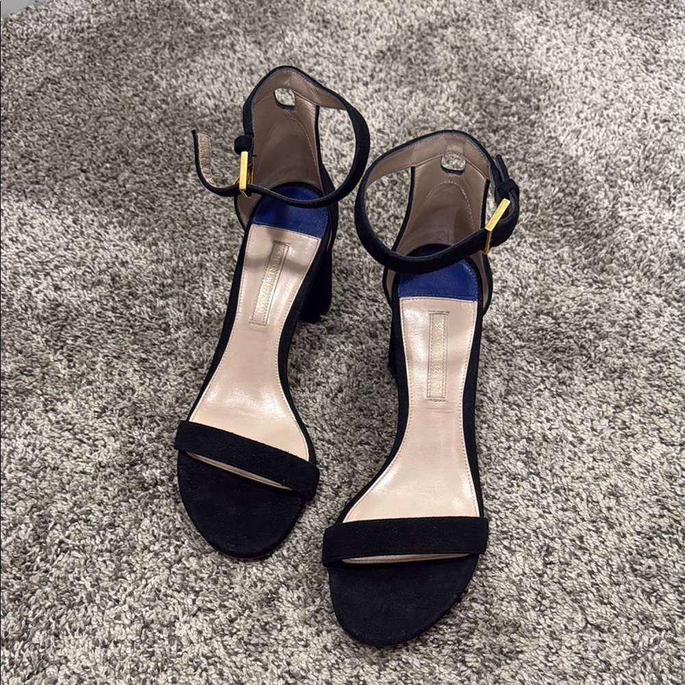 Stuart Weitzman Black Ankle Strap Heels